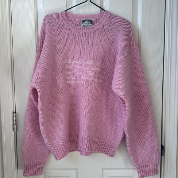 CHARLiE Vintage Crewneck chunky knit Barbie-core Coastal Pink Sweater L/XL - Picture 1 of 7